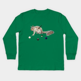 Squirrel playing pool Kids Long Sleeve T-Shirt